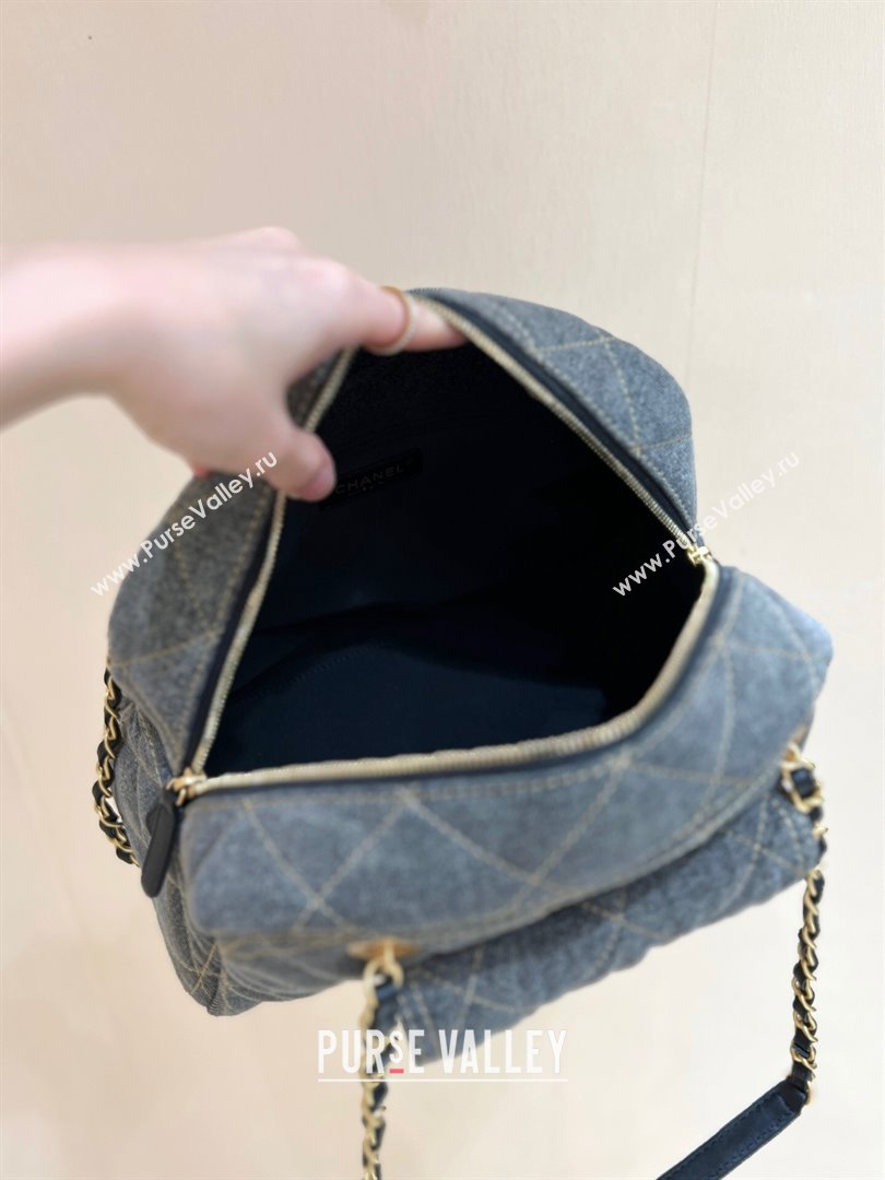 Chanel Small Bowling Bag in Grey Washed Denim AS4905 2024 Top Quality (SHUNY-24121804)