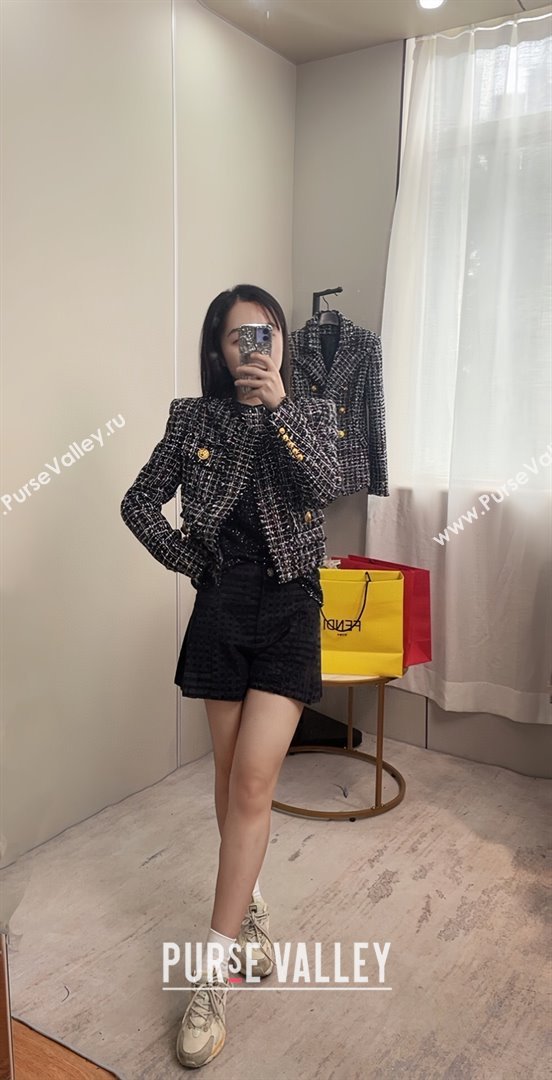 Balmain Tweed Jacket B83008 Black 2024 (Q-24083008)