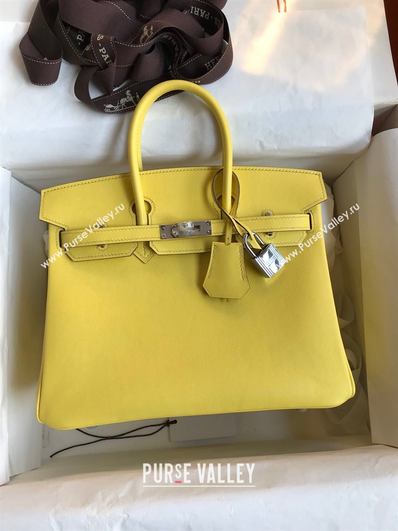 Hermes Birkin 25cm/30cm/35cm Bag in Original Swift Leather Lemon Yellow/Silver 2024 (Full Handmade) (XYA-24032608)