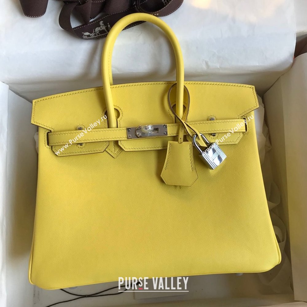 Hermes Birkin 25cm/30cm/35cm Bag in Original Swift Leather Lemon Yellow/Silver 2024 (Full Handmade) (XYA-24032608)