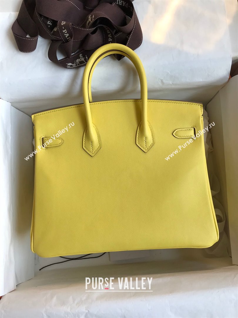 Hermes Birkin 25cm/30cm/35cm Bag in Original Swift Leather Lemon Yellow/Silver 2024 (Full Handmade) (XYA-24032608)