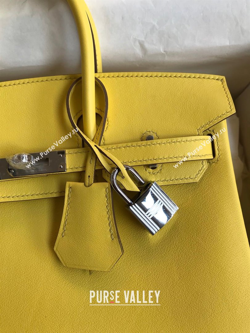 Hermes Birkin 25cm/30cm/35cm Bag in Original Swift Leather Lemon Yellow/Silver 2024 (Full Handmade) (XYA-24032608)