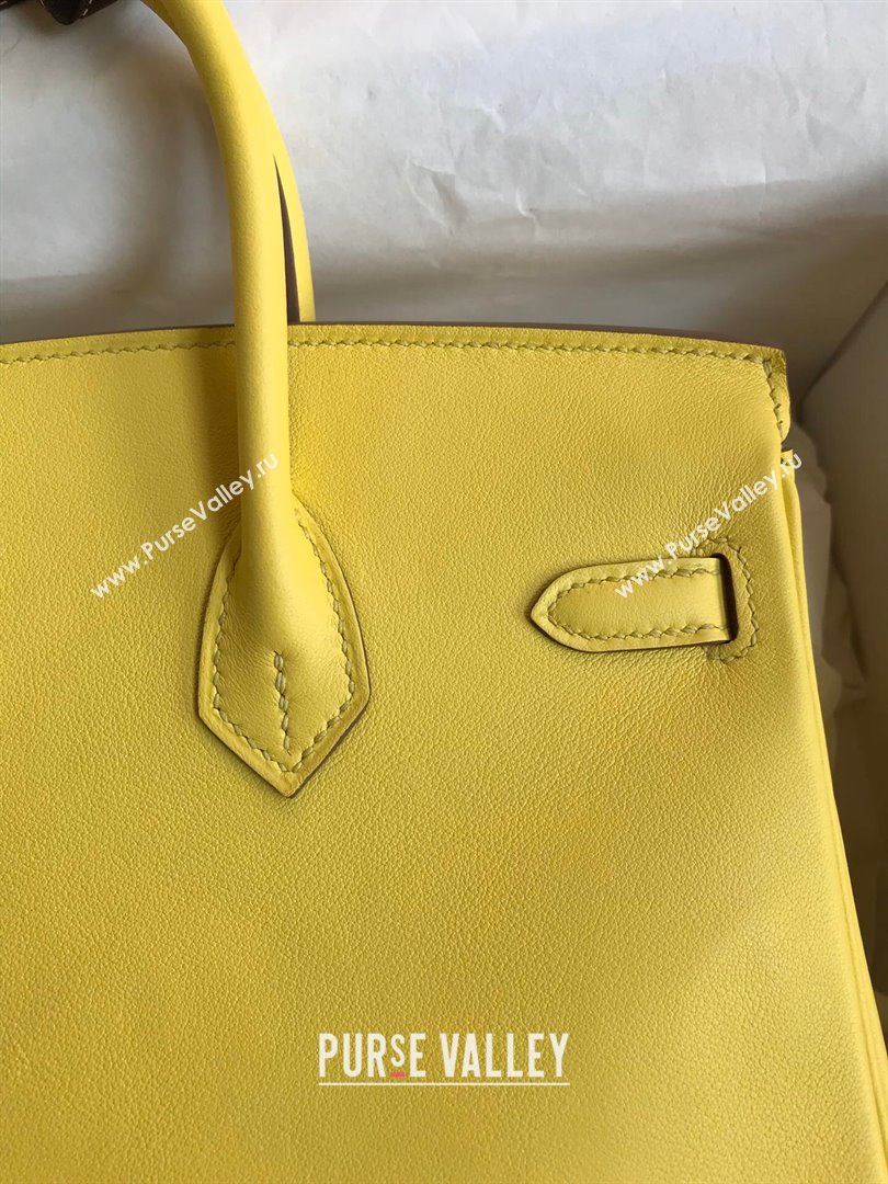 Hermes Birkin 25cm/30cm/35cm Bag in Original Swift Leather Lemon Yellow/Silver 2024 (Full Handmade) (XYA-24032608)