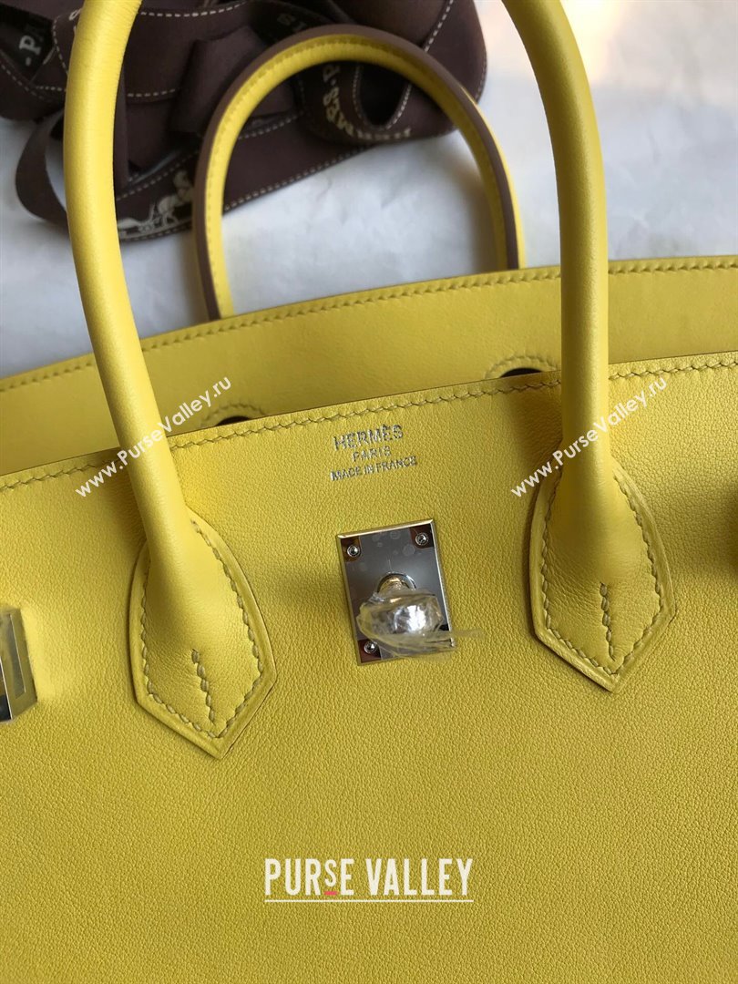 Hermes Birkin 25cm/30cm/35cm Bag in Original Swift Leather Lemon Yellow/Silver 2024 (Full Handmade) (XYA-24032608)