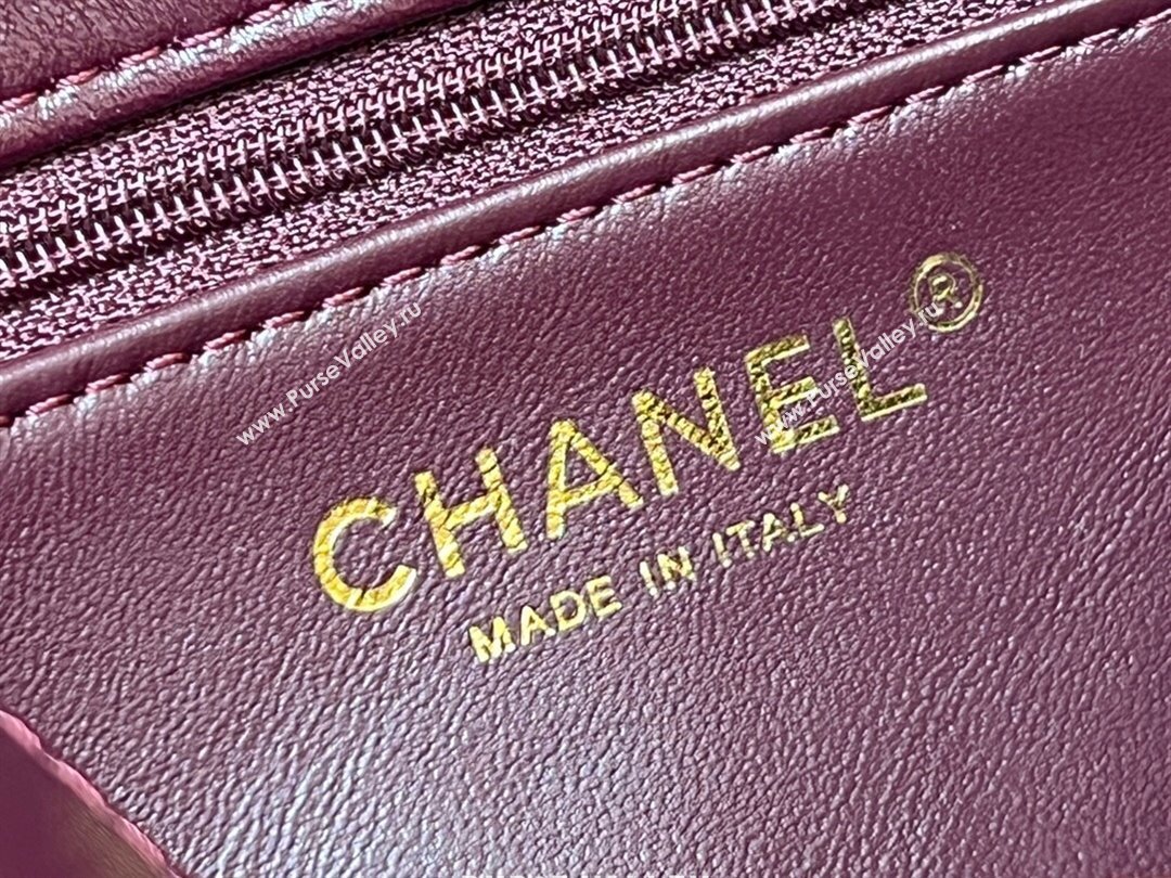 Chanel 24B Lambskin Mini Flap Bag with Top Handle AS5032 Burgundy 2024 Top Quality (SHUNY-24121806)