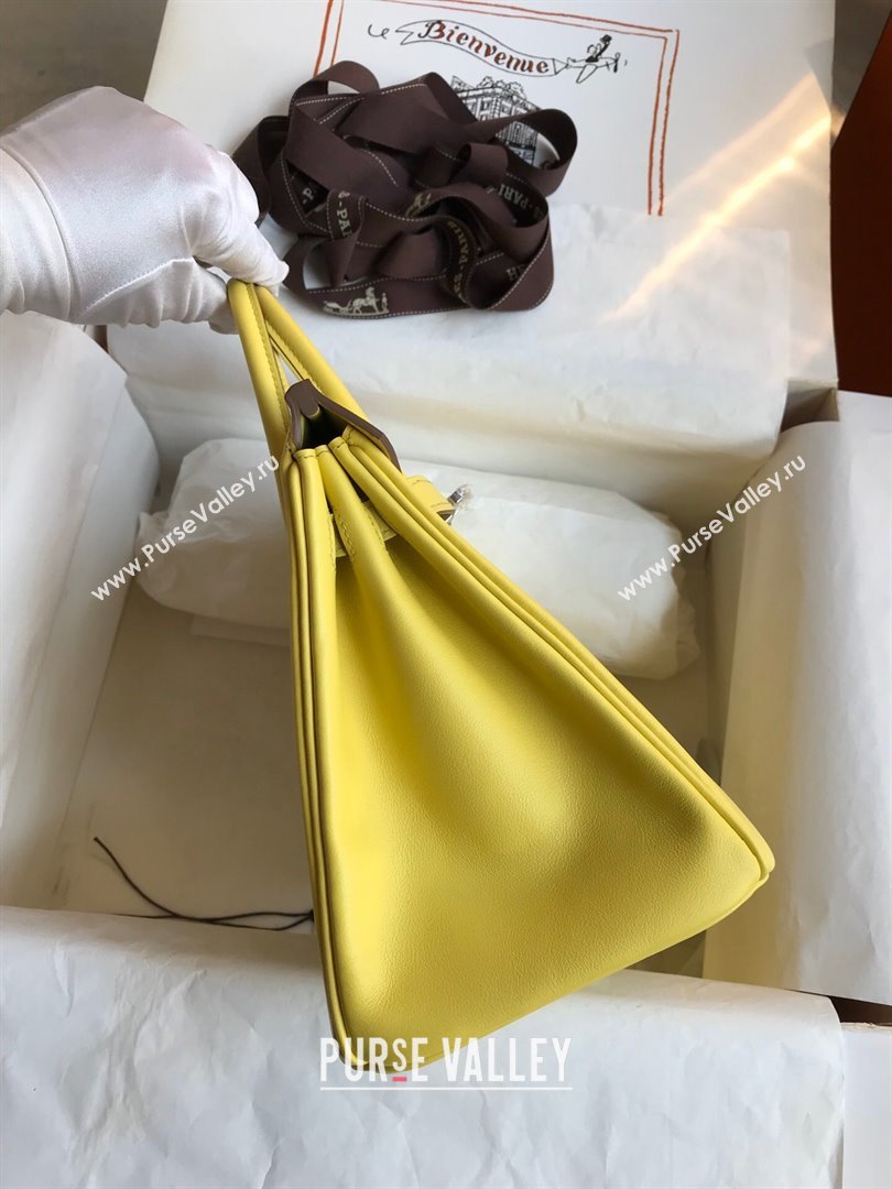 Hermes Birkin 25cm/30cm/35cm Bag in Original Swift Leather Lemon Yellow/Silver 2024 (Full Handmade) (XYA-24032608)