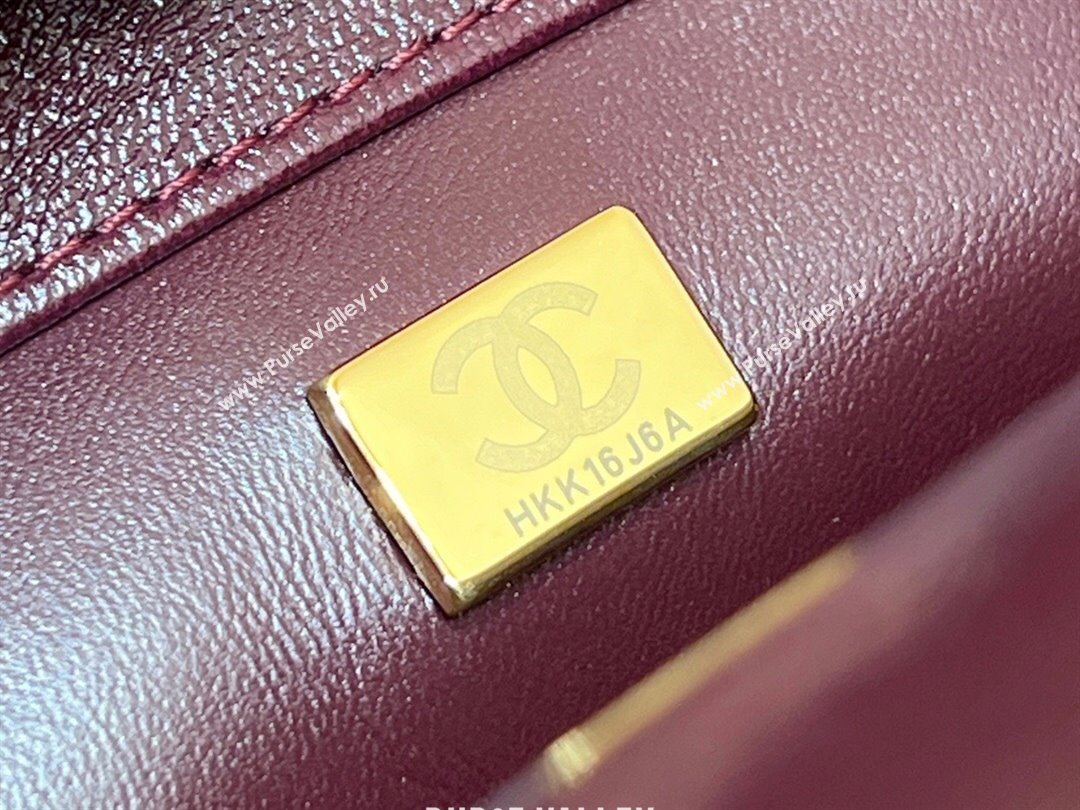 Chanel 24B Lambskin Mini Flap Bag with Top Handle AS5032 Burgundy 2024 Top Quality (SHUNY-24121806)