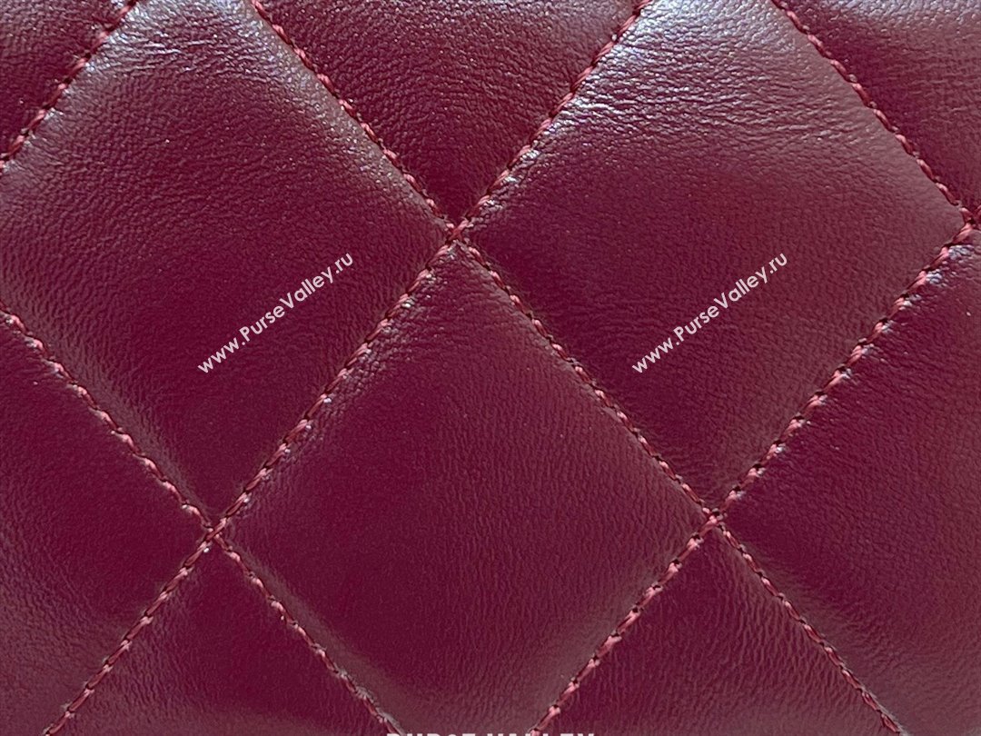 Chanel 24B Lambskin Mini Flap Bag with Top Handle AS5032 Burgundy 2024 Top Quality (SHUNY-24121806)