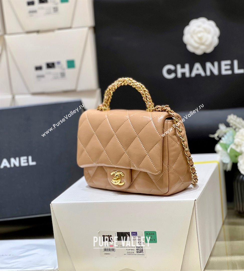 Chanel 24B Lambskin Mini Flap Bag with Top Handle AS5032 Light Brown 2024 Top Quality (SHUNY-24121807)