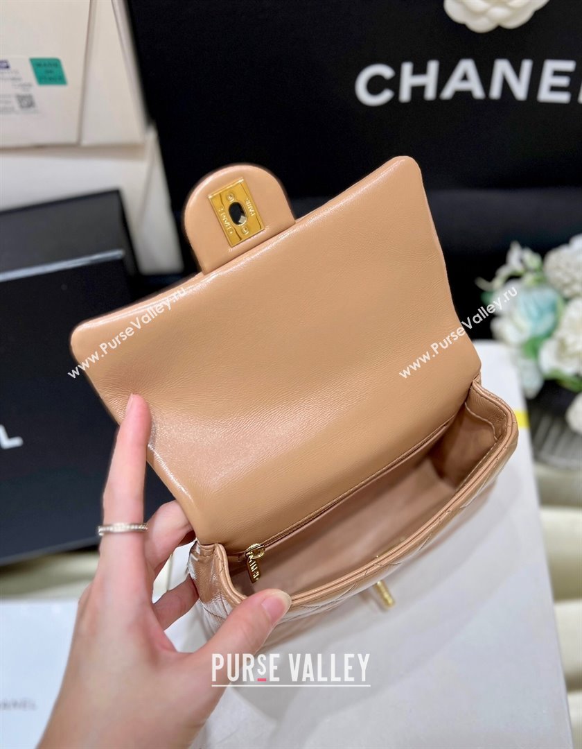 Chanel 24B Lambskin Mini Flap Bag with Top Handle AS5032 Light Brown 2024 Top Quality (SHUNY-24121807)