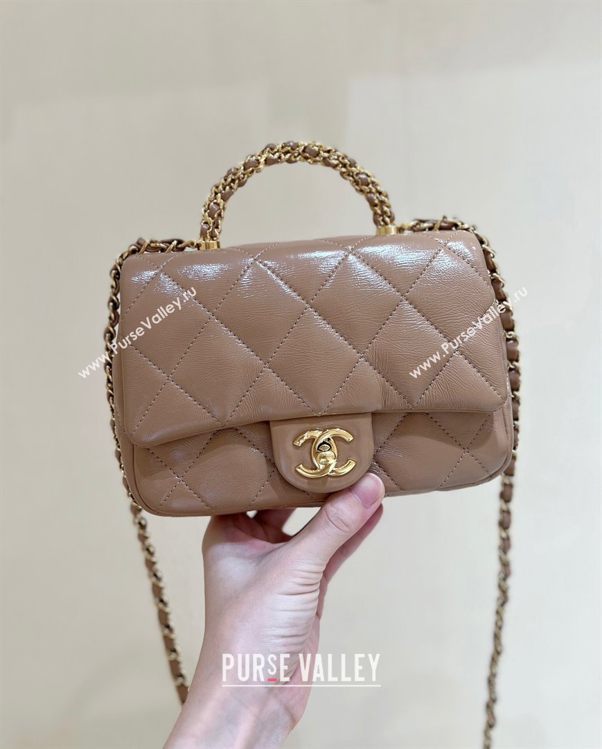 Chanel 24B Lambskin Mini Flap Bag with Top Handle AS5032 Light Brown 2024 Top Quality (SHUNY-24121807)