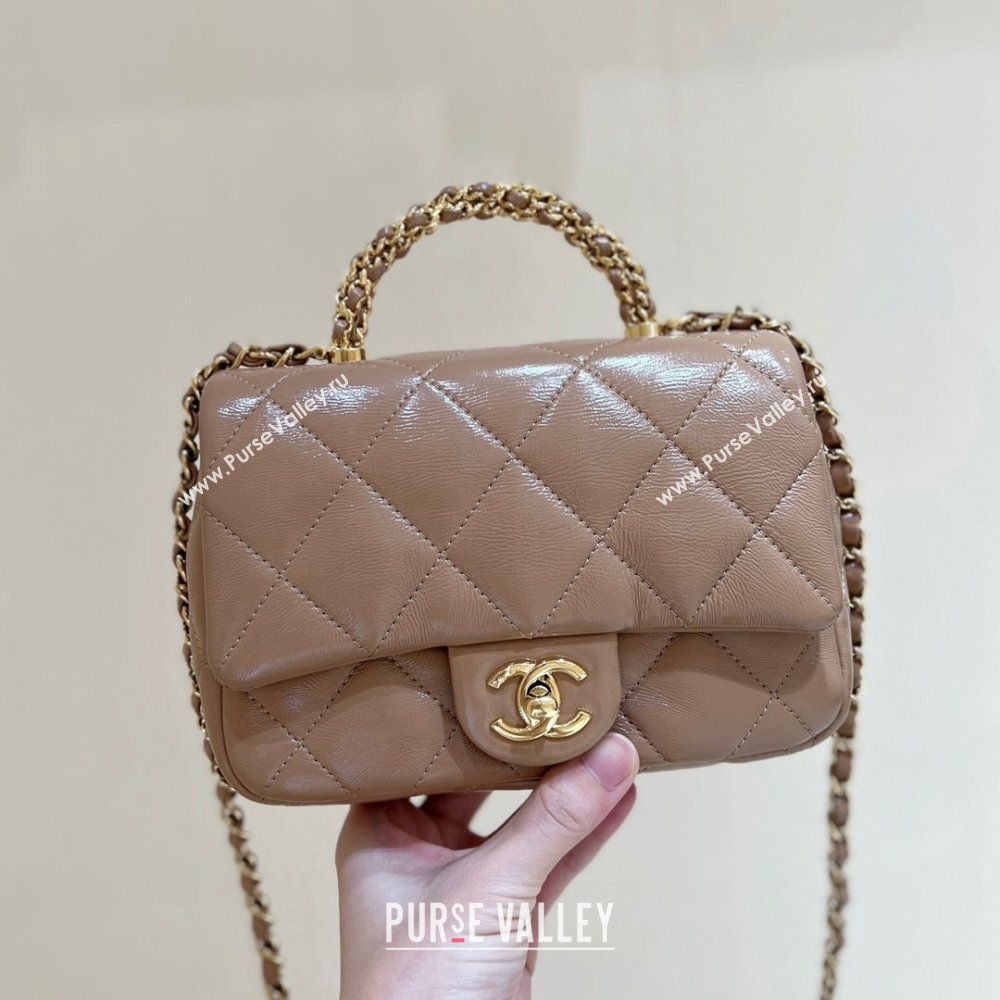 Chanel 24B Lambskin Mini Flap Bag with Top Handle AS5032 Light Brown 2024 Top Quality (SHUNY-24121807)