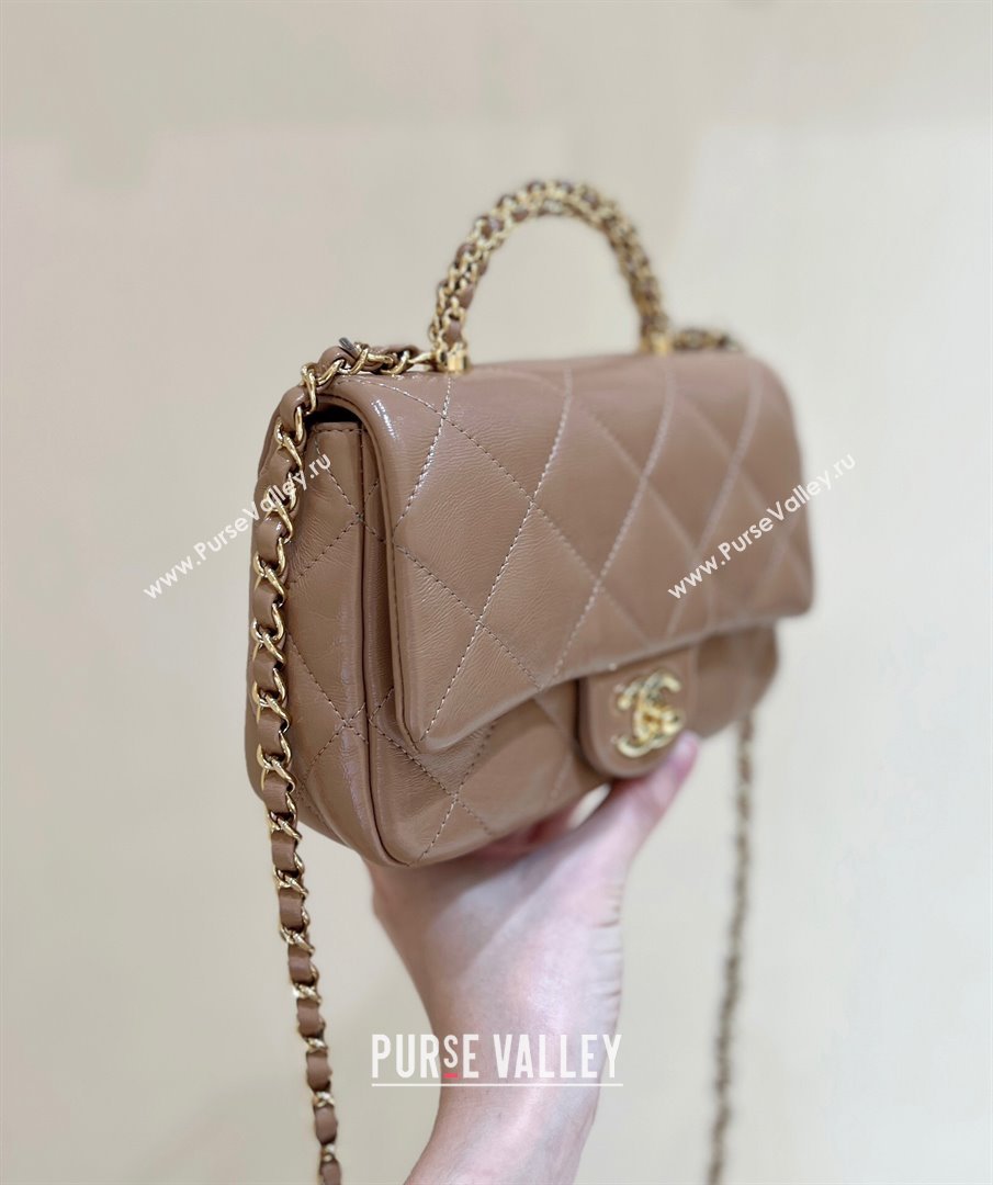 Chanel 24B Lambskin Mini Flap Bag with Top Handle AS5032 Light Brown 2024 Top Quality (SHUNY-24121807)