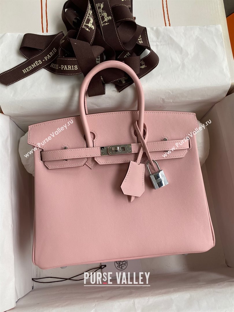 Hermes Birkin 25cm/30cm/35cm Bag in Original Swift Leather 3Q Pink/Silver 2024 (Full Handmade) (XYA-24032609)