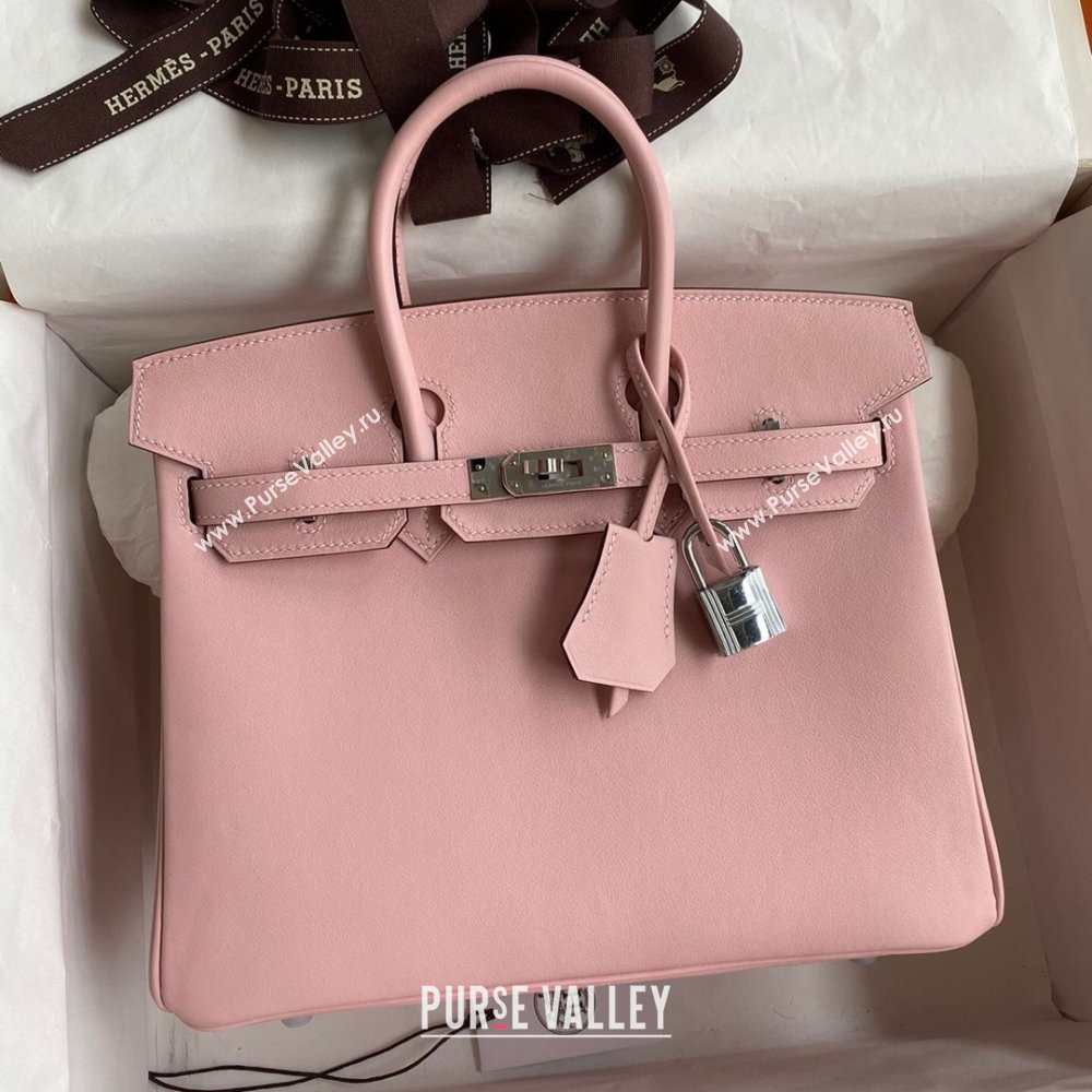 Hermes Birkin 25cm/30cm/35cm Bag in Original Swift Leather 3Q Pink/Silver 2024 (Full Handmade) (XYA-24032609)