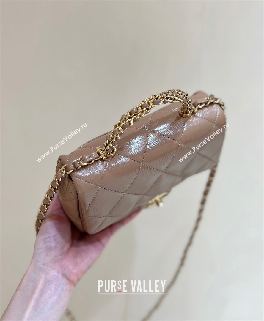 Chanel 24B Lambskin Mini Flap Bag with Top Handle AS5032 Light Brown 2024 Top Quality (SHUNY-24121807)