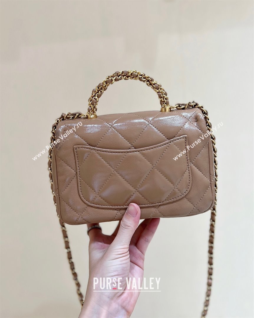 Chanel 24B Lambskin Mini Flap Bag with Top Handle AS5032 Light Brown 2024 Top Quality (SHUNY-24121807)