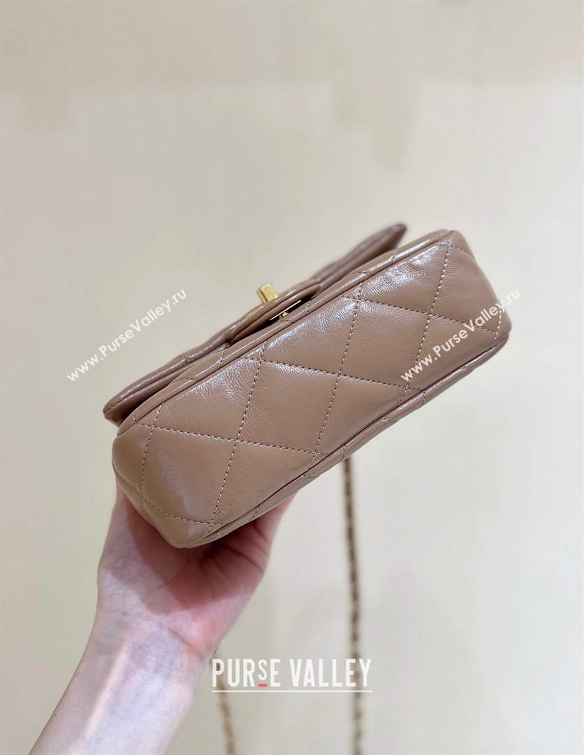 Chanel 24B Lambskin Mini Flap Bag with Top Handle AS5032 Light Brown 2024 Top Quality (SHUNY-24121807)