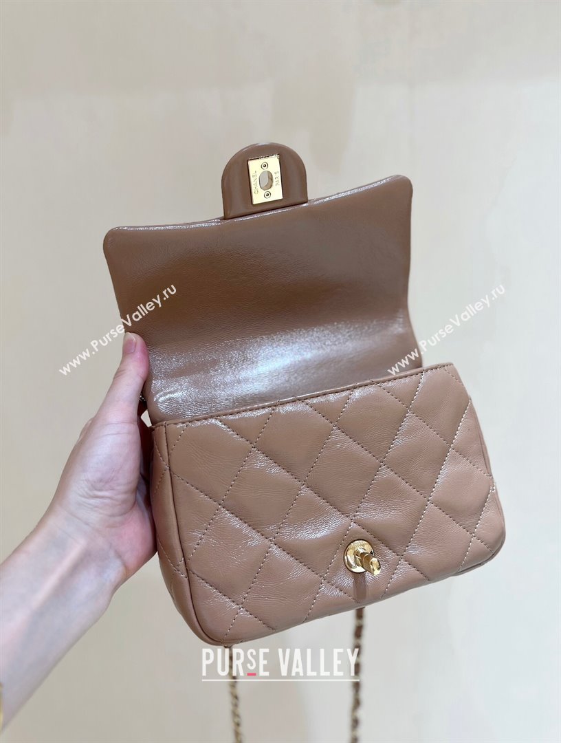 Chanel 24B Lambskin Mini Flap Bag with Top Handle AS5032 Light Brown 2024 Top Quality (SHUNY-24121807)