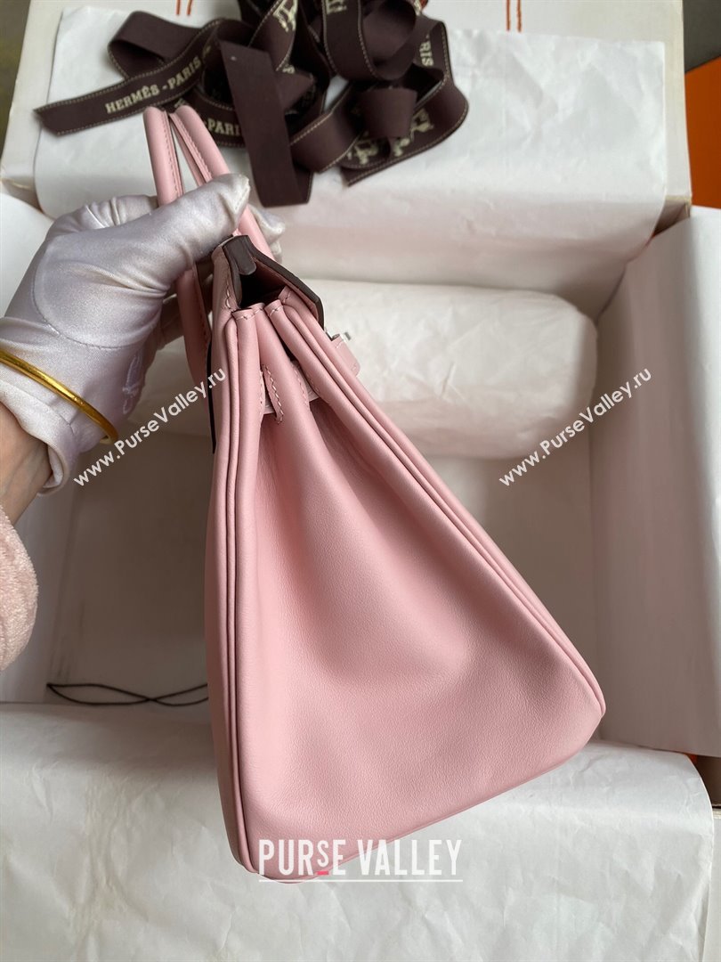 Hermes Birkin 25cm/30cm/35cm Bag in Original Swift Leather 3Q Pink/Silver 2024 (Full Handmade) (XYA-24032609)