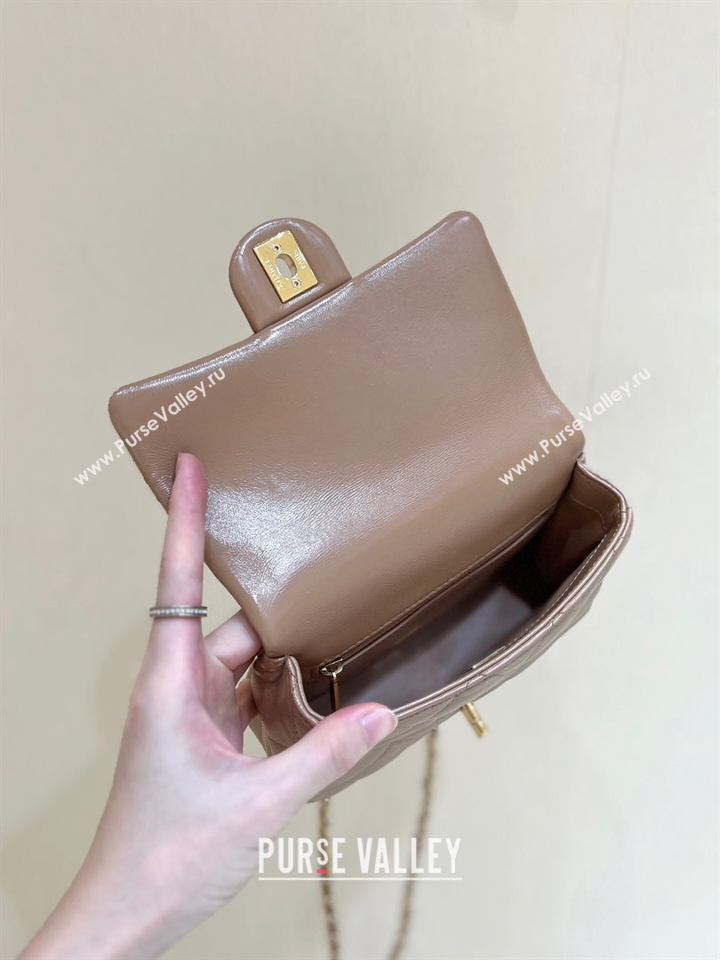 Chanel 24B Lambskin Mini Flap Bag with Top Handle AS5032 Light Brown 2024 Top Quality (SHUNY-24121807)