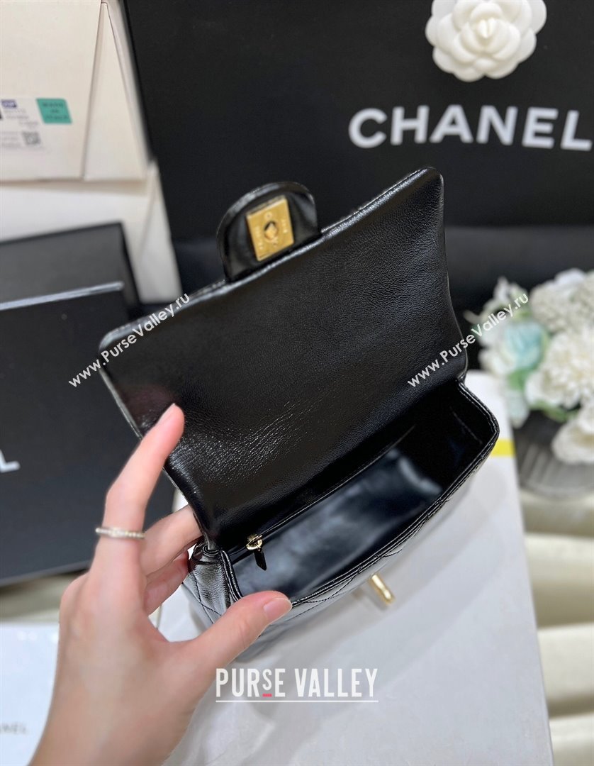 Chanel 24B Lambskin Mini Flap Bag with Top Handle AS5032 Black 2024 Top Quality (SHUNY-24121808)