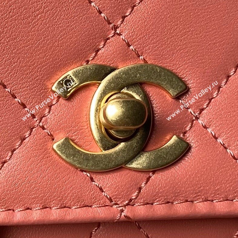 Chanel Leather Flap bag with Top Handle AS6025 Pink 2024 (YEZI-24052108)