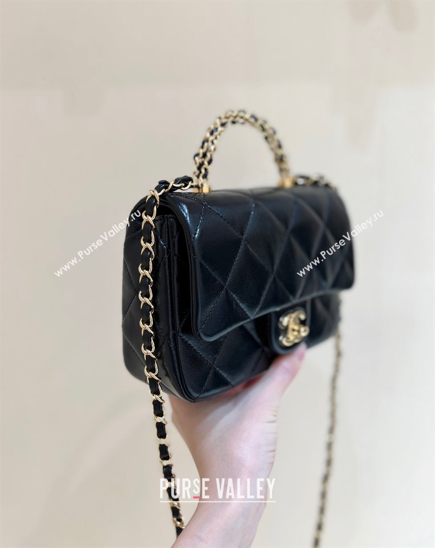 Chanel 24B Lambskin Mini Flap Bag with Top Handle AS5032 Black 2024 Top Quality (SHUNY-24121808)