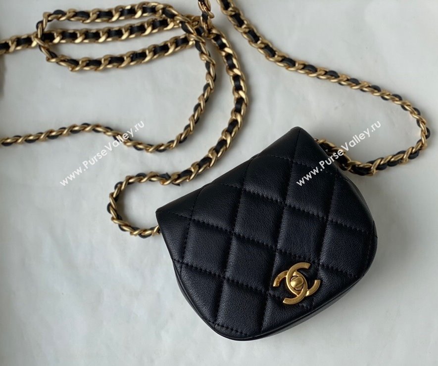 Chanel Calfskin Saddle Clutch with Chain AP2344 Black 2021 (SM-21101168)