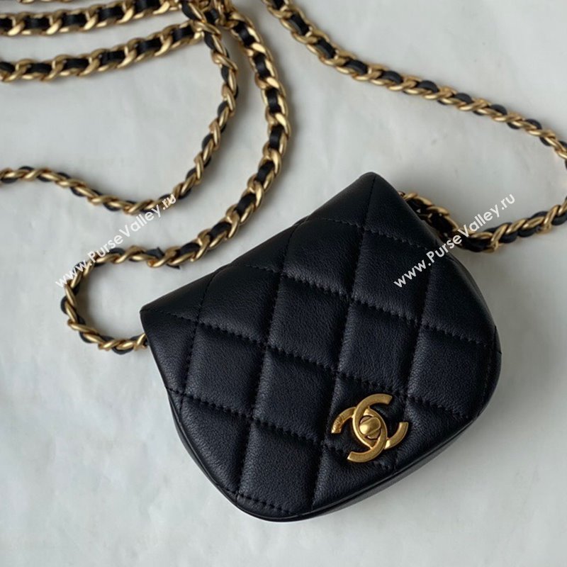 Chanel Calfskin Saddle Clutch with Chain AP2344 Black 2021 (SM-21101168)