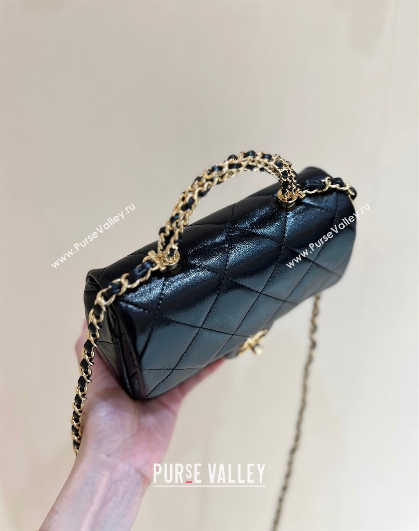 Chanel 24B Lambskin Mini Flap Bag with Top Handle AS5032 Black 2024 Top Quality (SHUNY-24121808)