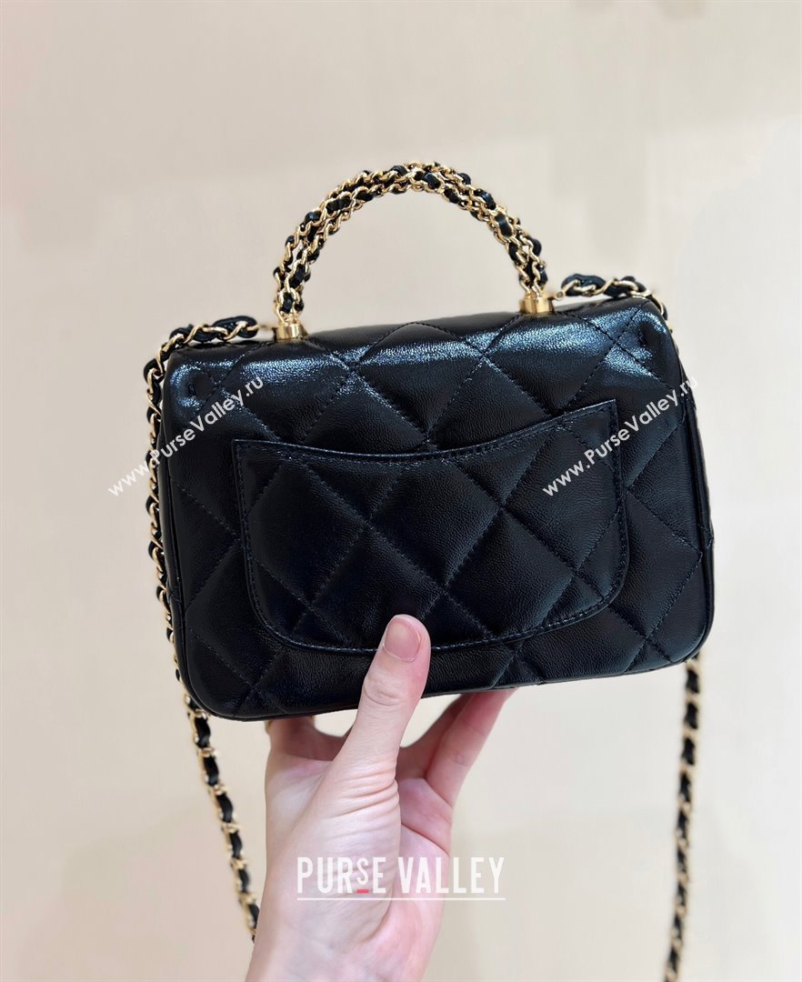 Chanel 24B Lambskin Mini Flap Bag with Top Handle AS5032 Black 2024 Top Quality (SHUNY-24121808)