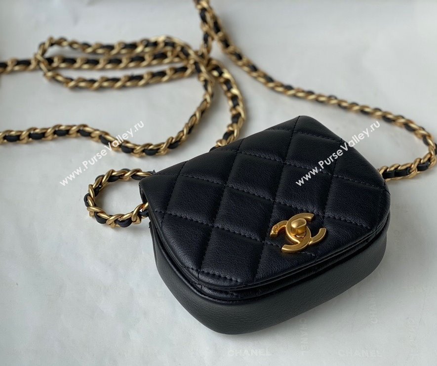 Chanel Calfskin Saddle Clutch with Chain AP2344 Black 2021 (SM-21101168)