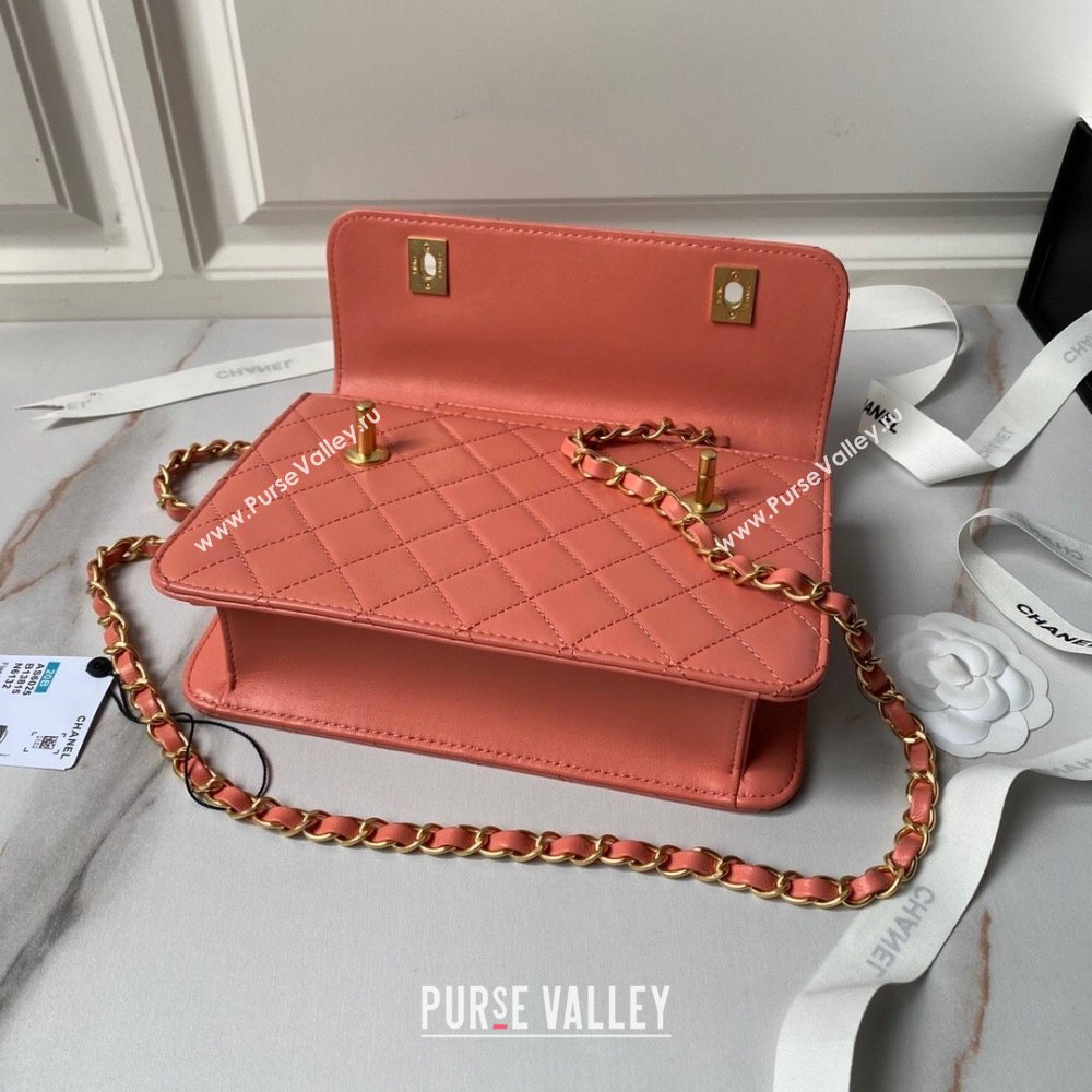 Chanel Leather Flap bag with Top Handle AS6025 Pink 2024 (YEZI-24052108)