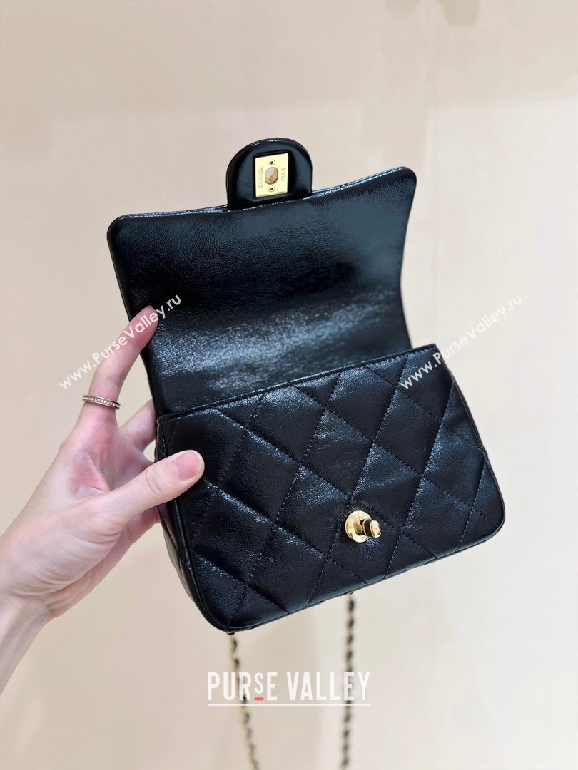 Chanel 24B Lambskin Mini Flap Bag with Top Handle AS5032 Black 2024 Top Quality (SHUNY-24121808)