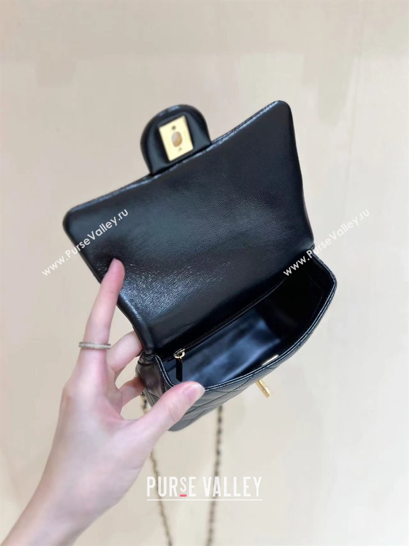 Chanel 24B Lambskin Mini Flap Bag with Top Handle AS5032 Black 2024 Top Quality (SHUNY-24121808)