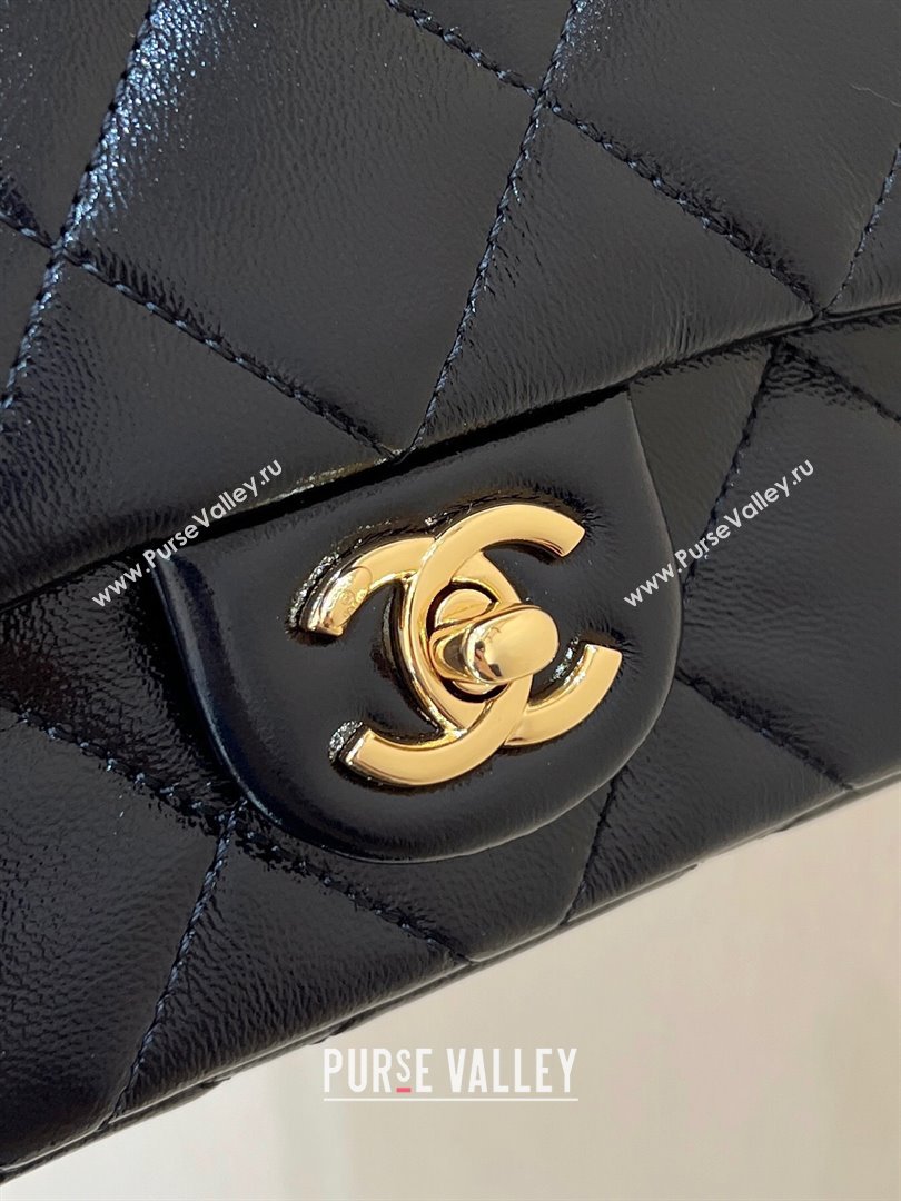 Chanel 24B Lambskin Mini Flap Bag with Top Handle AS5032 Black 2024 Top Quality (SHUNY-24121808)