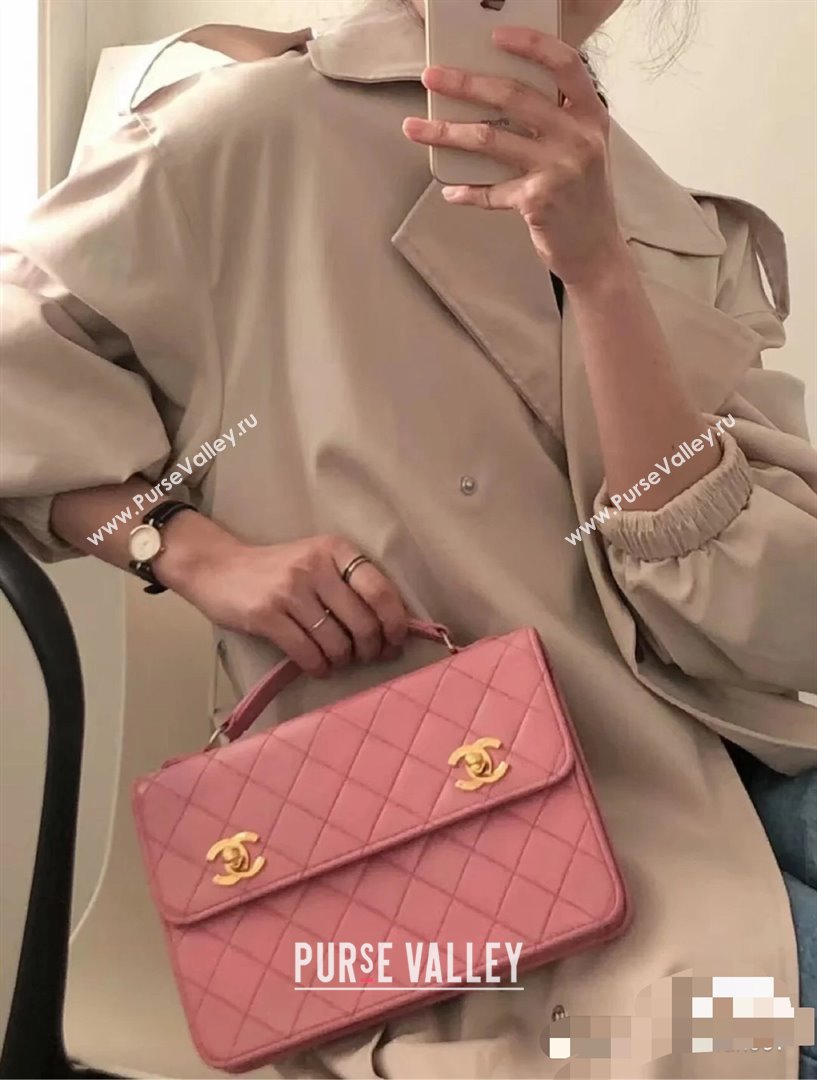 Chanel Leather Flap bag with Top Handle AS6025 Pink 2024 (YEZI-24052108)