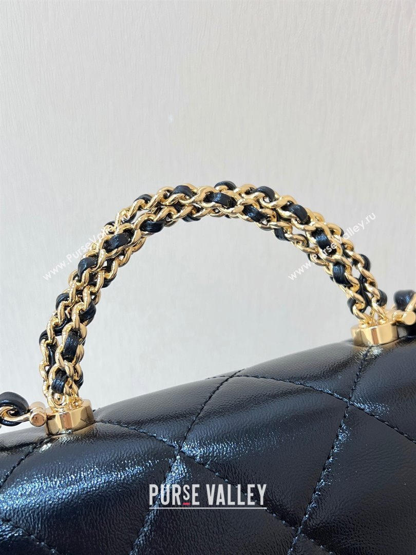 Chanel 24B Lambskin Mini Flap Bag with Top Handle AS5032 Black 2024 Top Quality (SHUNY-24121808)