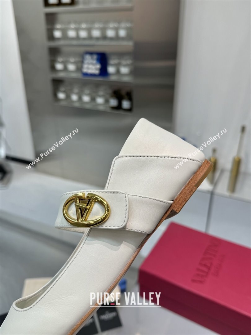 Valentino VLogo Locker Mary-Jane Ballerina in Calfskin White 2024 (XL-24082801)
