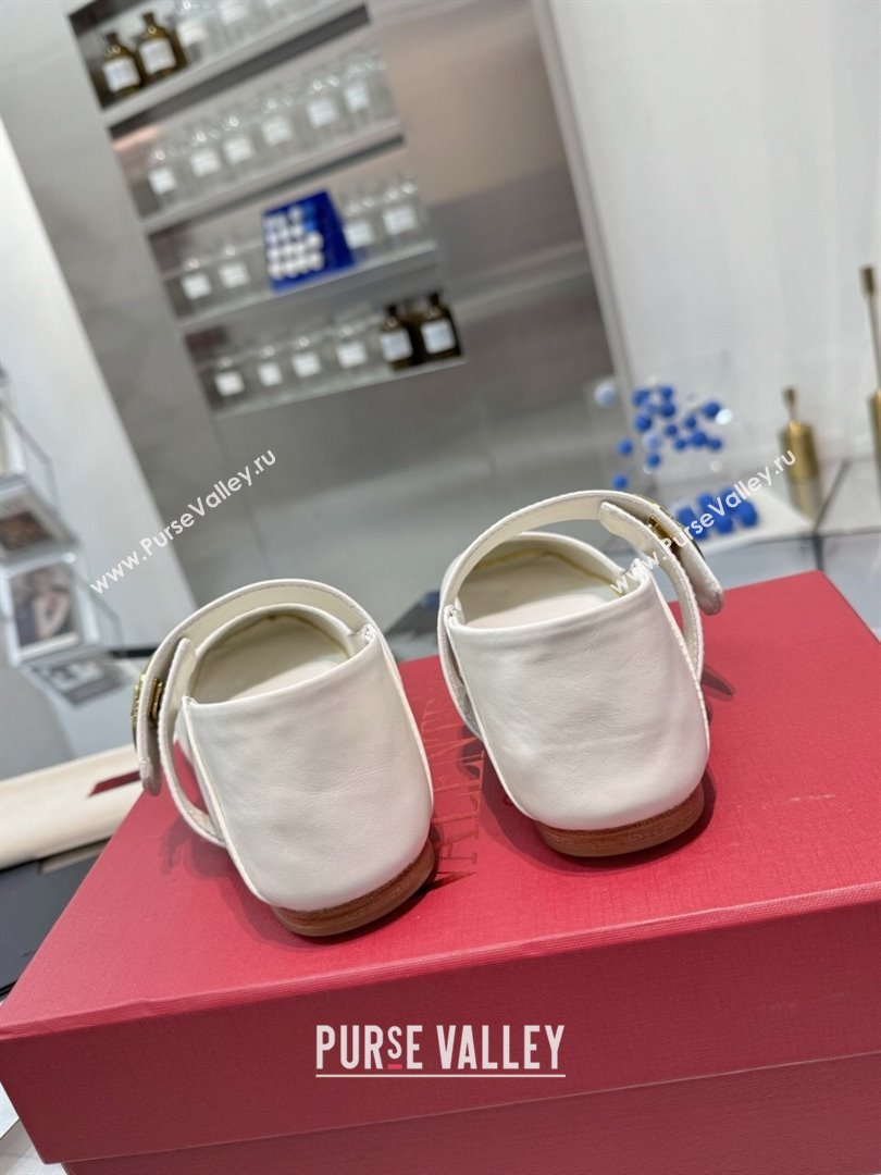 Valentino VLogo Locker Mary-Jane Ballerina in Calfskin White 2024 (XL-24082801)