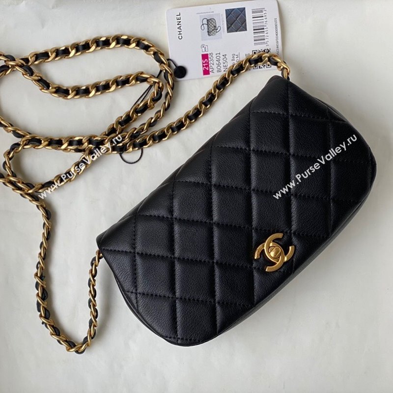 Chanel Calfskin Saddle Clutch with Chain AP2358 Black 2021 (SM-21101172)