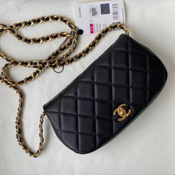 Chanel Calfskin Saddle Clutch with Chain AP2358 Black 2021 (SM-21101172)