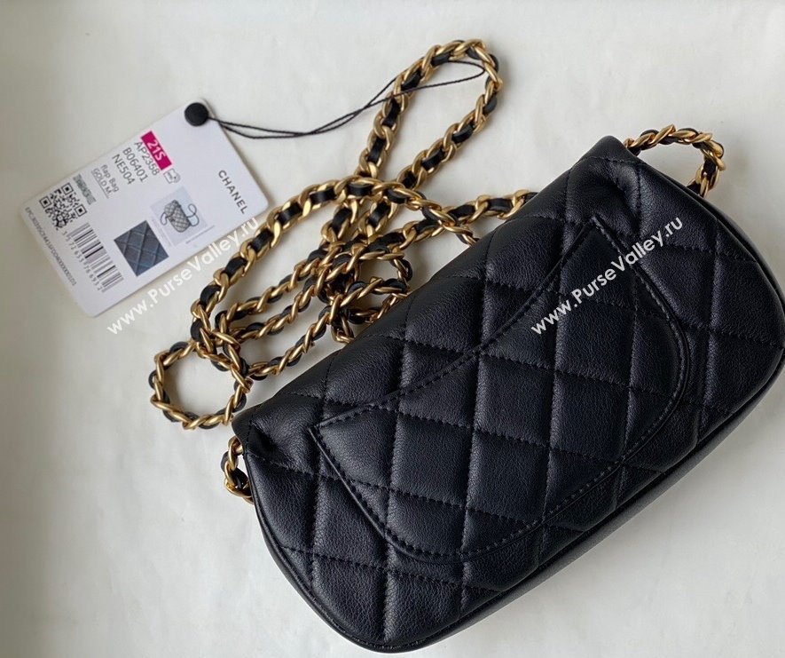 Chanel Calfskin Saddle Clutch with Chain AP2358 Black 2021 (SM-21101172)