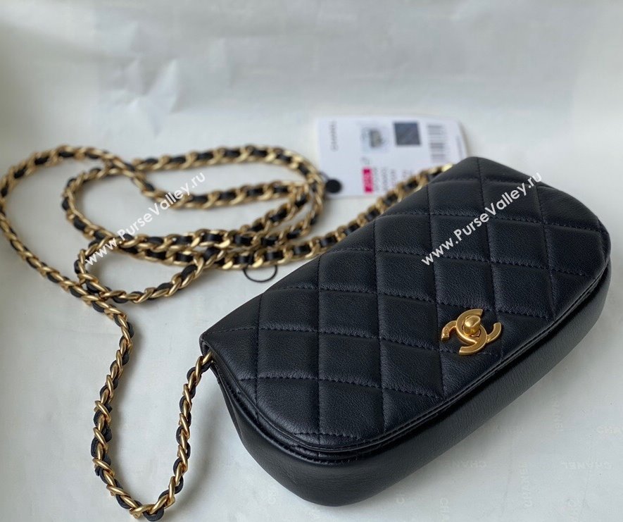 Chanel Calfskin Saddle Clutch with Chain AP2358 Black 2021 (SM-21101172)