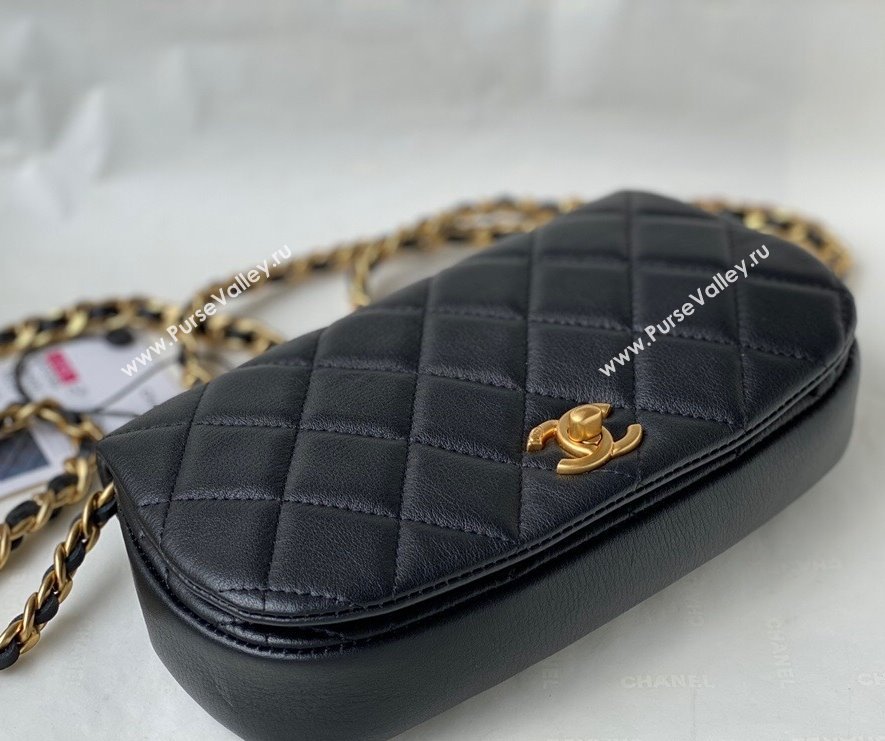 Chanel Calfskin Saddle Clutch with Chain AP2358 Black 2021 (SM-21101172)