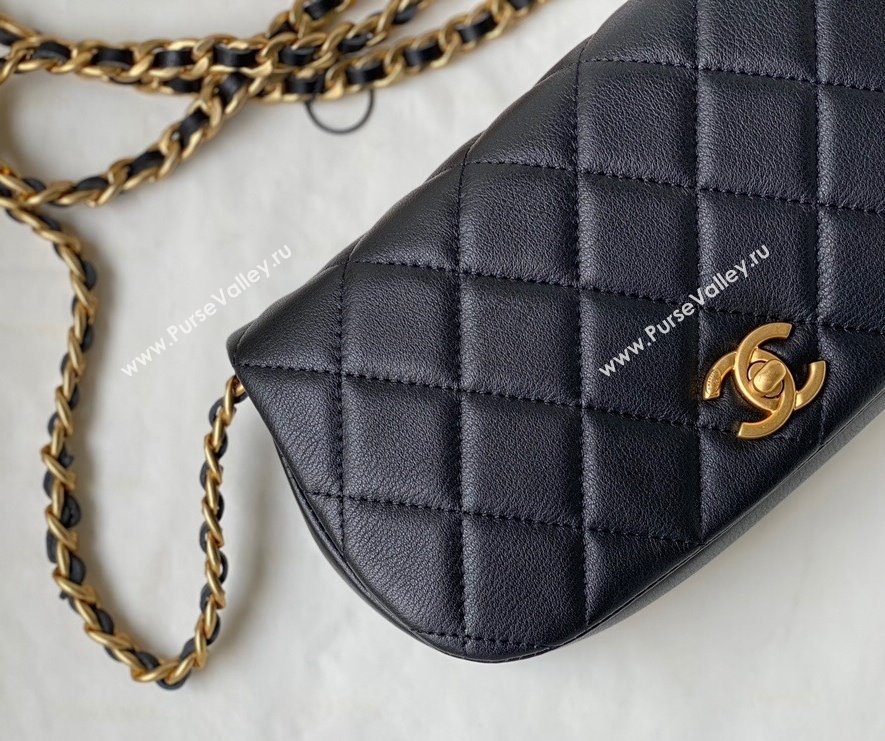 Chanel Calfskin Saddle Clutch with Chain AP2358 Black 2021 (SM-21101172)