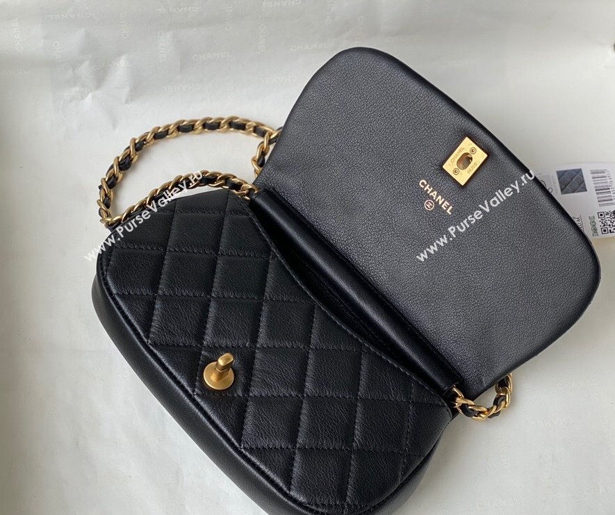 Chanel Calfskin Saddle Clutch with Chain AP2358 Black 2021 (SM-21101172)