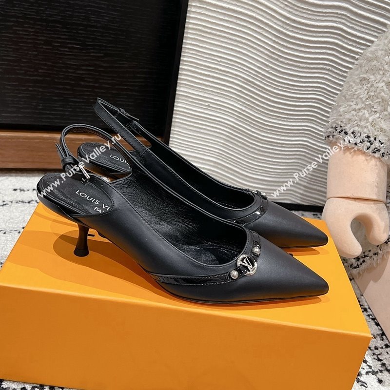 Louis Vuitton 6AM Slingback Pumps 4.5cm in Leather with Strap Black 2024 1AGZIF (MD-241224084)