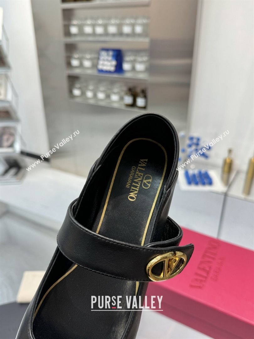 Valentino VLogo Locker Mary-Jane Ballerina in Calfskin Black 2024 (XL-24082802)